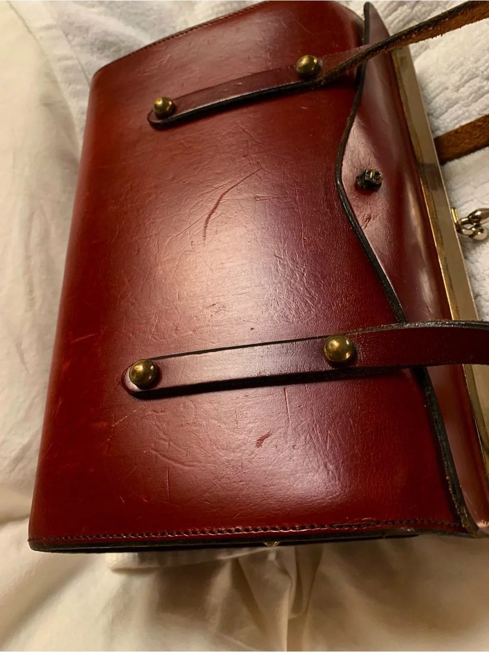Vintage handmade leather Etienne Aigner small satchel purse bag